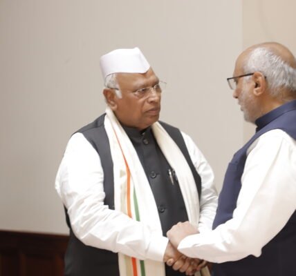 Rajya Sabha Chairman administered oath to Mallikarjun Kharge, re-elected member from Karnataka, at Parliament House today.