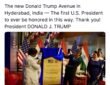 US President Trump expressed gratitude to India for naming a road Donald Trump Avenue in Hyderabad.