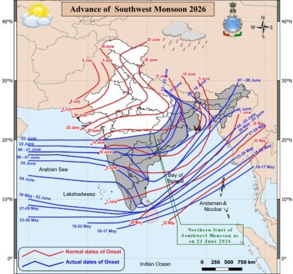 monsoon has become active again in Maharashtra, southwest monsoon has advanced into the remaining parts of the central Arabian Sea.