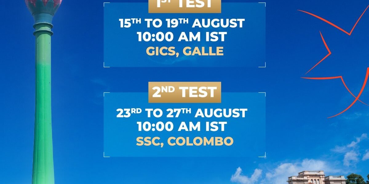 Board of Control for Cricket in India announced the schedule for the two-match Test series between India and Sri Lanka