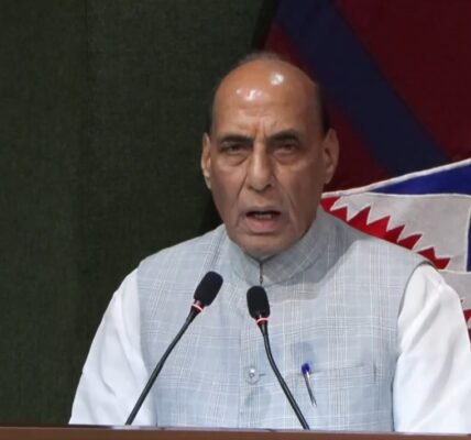 Defence Minister Rajnath Singh said the government is ensuring that progress in development and national security moves in the same direction.