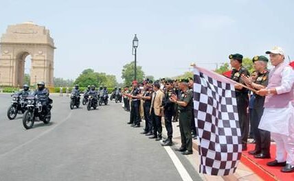 Defence Minister flagged off a motorcycle expedition from the National War Memorial to the Kargil War Memorial