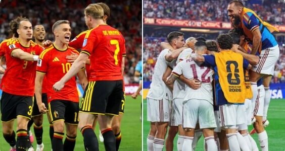 FIFA World Cup Spain and Belgium reach the FIFA World Cup quarter-finals.