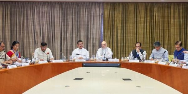 Home Minister Amit Shah chaired a review meeting on the state law and order situation in Kolkata today.