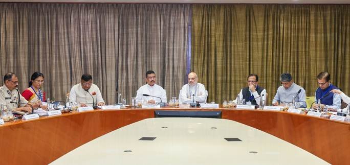 Home Minister Amit Shah chaired a review meeting on the state law and order situation in Kolkata today.