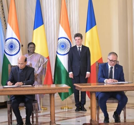 India and Romania signed three agreements in the fields of science and technology, education, and sports.