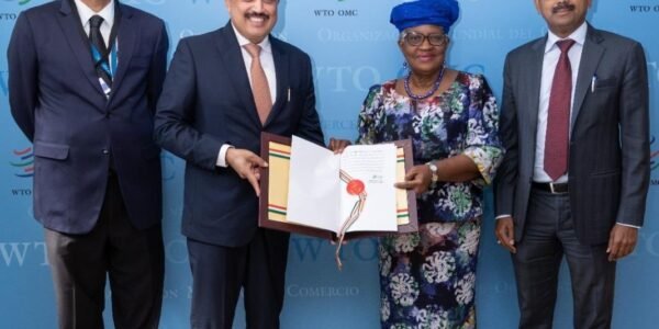 India submitted its instrument of acceptance, becoming a party to the WTO Agreement on Fisheries Subsidies.
