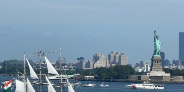 Lokayan 2026 INS Sudarshini arrives in New York to participate in the Sail4Th 250 celebrations.