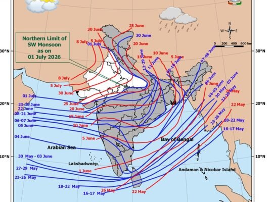 Monsoon likely to reach Delhi, Haryana, Chandigarh, and Punjab within two days.
