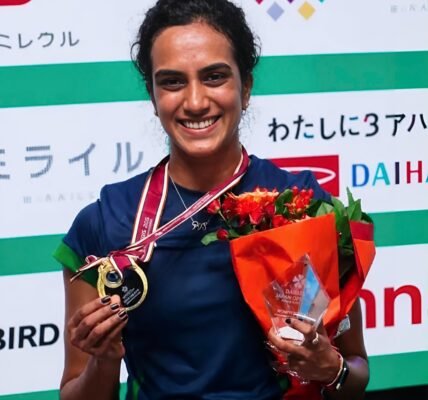 P.V. Sindhu won the Japan Open badminton tournament title for the first time.