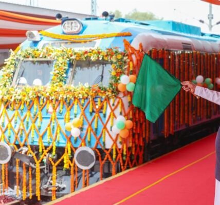 PM Modi flagged off India first hydrogen train from Haryana.