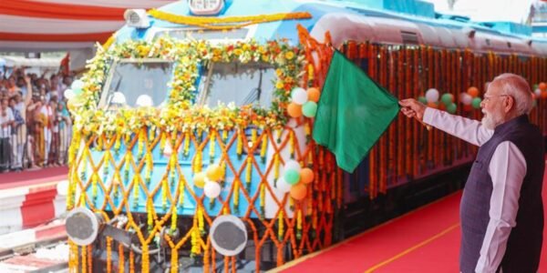 PM Modi flagged off India first hydrogen train from Haryana.