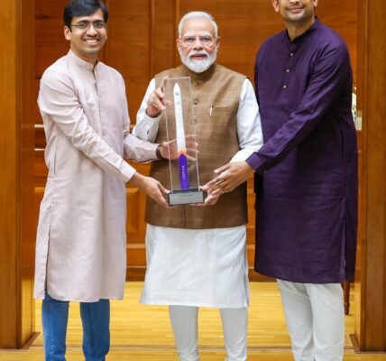 PM Narendra Modi interacted with Pawan Chandana and Naga Bharath Daka of Skyroot Aerospace.