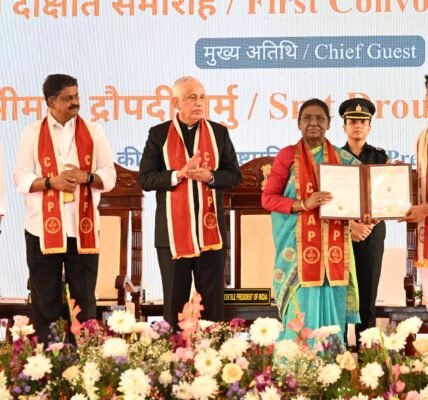 President Droupadi Murmu attended the first convocation ceremony of the Central University of Andhra Pradesh in Anantapuramu, Andhra Pradesh, today.