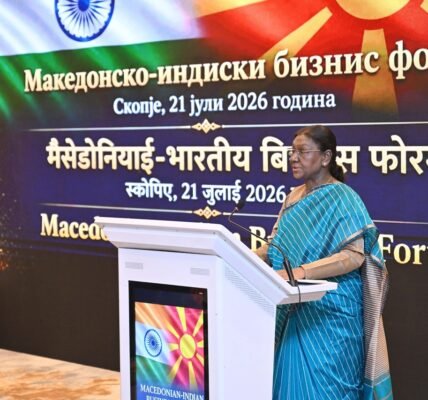 President Droupadi Murmu called for a significant expansion of economic ties between India and North Macedonia.