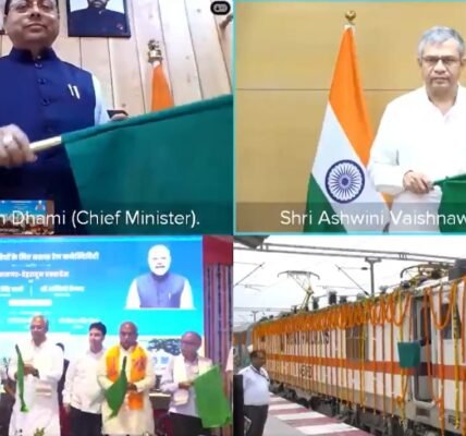 Railway Minister Ashwini Vaishnaw and Uttarakhand CM Pushkar Singh Dhami flagged off the new Ramnagar-Dehradun Express train.