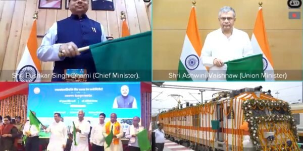 Railway Minister Ashwini Vaishnaw and Uttarakhand CM Pushkar Singh Dhami flagged off the new Ramnagar-Dehradun Express train.