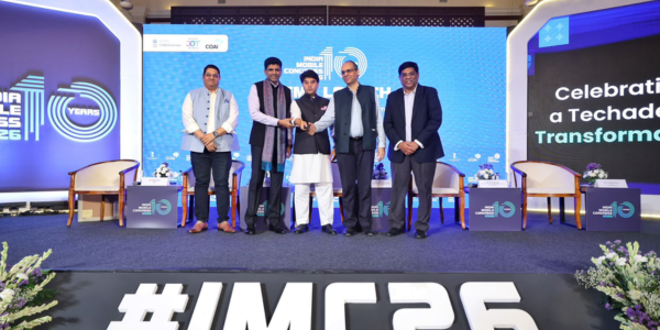 Union Minister Jyotiraditya Scindia unveiled the theme for the 10th edition of the India Mobile Congress 2026.