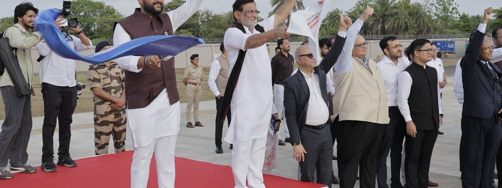 Union Minister Ram Mohan Naidu flagged off the first flight from Daman's Namo Airport.