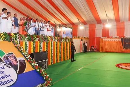 Defence Minister Rajnath Singh and Uttar Pradesh CM Yogi performed the groundbreaking ceremony for 14 development projects worth over ₹100 crore in the Lucknow Cantonment.