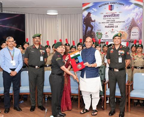 Defence Minister flagged off the NCC's All-India Girls' High-Altitude Long-Distance Trek 'Aparajita - Parang La 2026