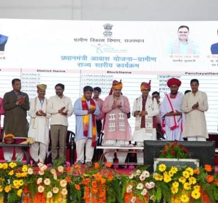 During his visit to Rajasthan, Union Minister Shivraj Singh Chouhan approved 2.89 lakh permanent houses under the Pradhan Mantri Awas Yojana-Gramin.