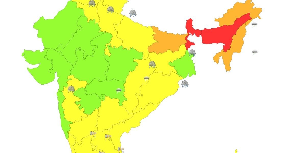 IMD forecast torrential rain in Meghalaya and Arunachal Pradesh on August 4 and 5.
