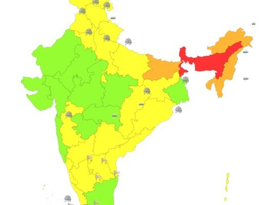 IMD forecast torrential rain in Meghalaya and Arunachal Pradesh on August 4 and 5.