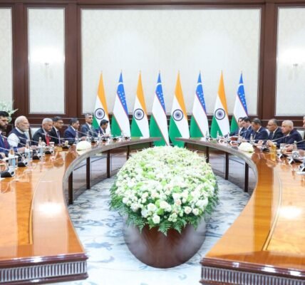 PM Narendra Modi held talks with Uzbekistan President Shavkat Mirziyoyev in Tashkent today.