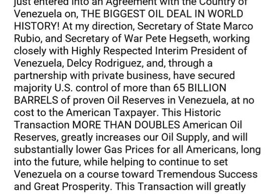 US President Donald Trump announced the largest-ever oil deal with Venezuela.