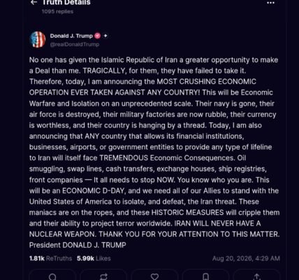 US President Donald Trump announced the toughest economic measures against Iran to date.