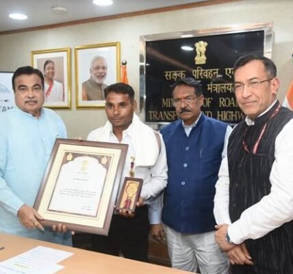 Union Minister Nitin Gadkari honored the 12 rat-hole miners with the Sarvottam Jeevan Raksha Padak for displaying extraordinary bravery during the Silkyara tunnel rescue operation.
