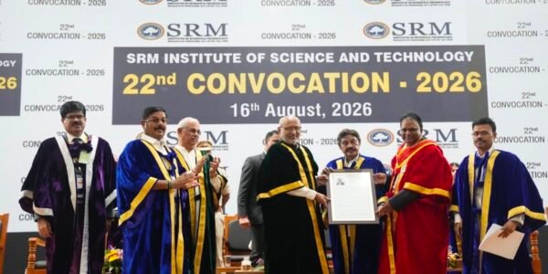 Vice President C.P. Radhakrishnan addressed the 22nd convocation ceremony of SRM Institute of Science and Technology (SRMIST).