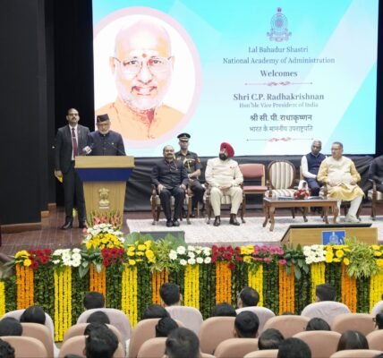 Vice President CP Radhakrishnan addressed the 2024 batch of trainee IAS officers at LBSNAA in Mussoorie.