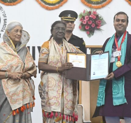 President Droupadi Murmu attended the 75th annual convocation ceremony of Maharaja Sayajirao University in Vadodara, Gujarat, today.
