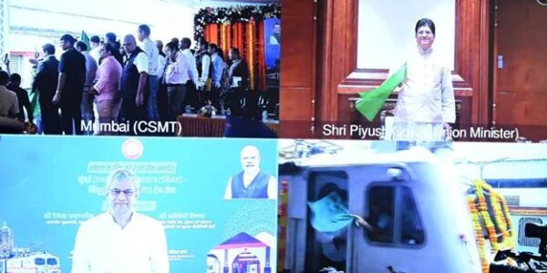 Railway Minister Ashwini Vaishnaw and Union Minister of Commerce and Industry Piyush Goyal flagged off a new train service from Mumbai CSMT to Sawantwadi Road.