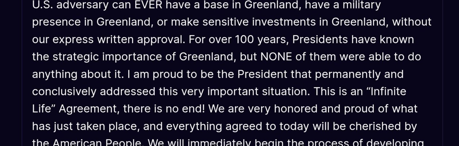 US has reached an agreement with Denmark