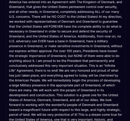 US has reached an agreement with Denmark
