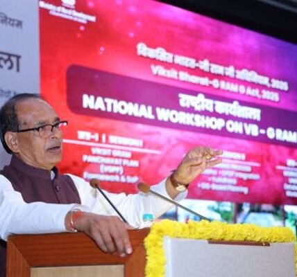 Union Agriculture Minister Shivraj Singh Chouhan planted saplings with Sarpanchs and also addressed the VB–G RAM G workshop.