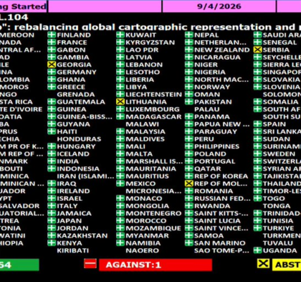 United Nations voted in favor of adopting a new world map that accurately depicts the size of Africa
