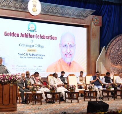 Vice President C.P. Radhakrishnan attended the golden jubilee celebrations of Geetanagar College in Guwahati.