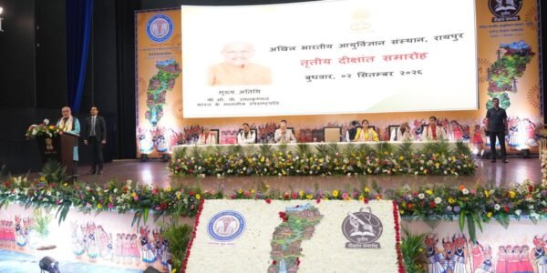 Vice President C.P. Radhakrishnan attended the third convocation ceremony of the All India Institute of Medical Sciences (AIIMS), Raipur today.