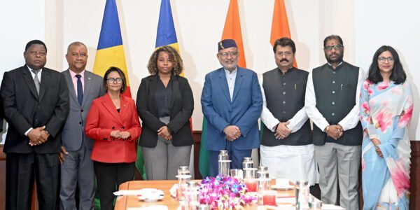 Vice President CP Radhakrishnan met a parliamentary delegation led by the Speaker of the National Assembly of Seychelles, Roger Mancienne, at the Parliament House.