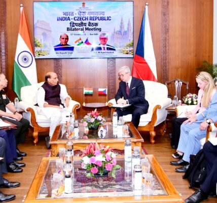 Defence Minister Rajnath Singh held a bilateral meeting with the Deputy PM of the Czech Republic, Karel Havlíček, in New Delhi