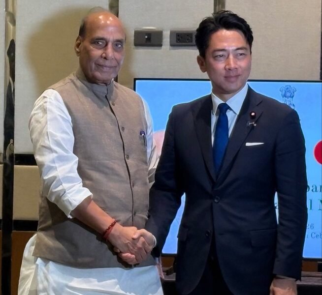 Defence Minister Rajnath Singh met with Japanese Defence Minister Shinjiro Koizumi in the Philippines.