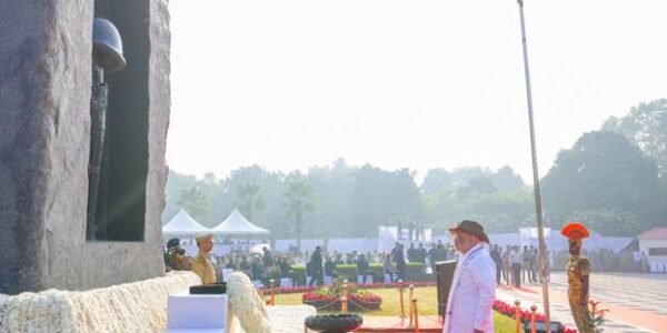 Home Minister Amit Shah paid tribute to the martyred police personnel at the National Police Memorial and addressed the gathering