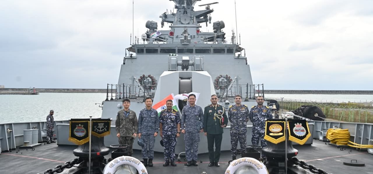 INS Sahyadri has arrived at the South Korean naval port of Busan to participate in the IN-ROKN bilateral exercise.