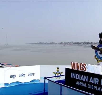 PM Modi attended the ‘Wings over Ganga’ air show, held at Namo Ghat in Varanasi, as the chief guest.