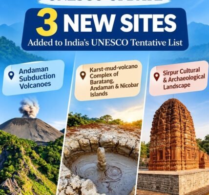 UNESCO has added three new Indian sites to its tentative list of World Heritage sites.