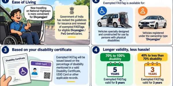 government has amended the guidelines for issuing concessional FASTags for persons with disabilities and their vehicles